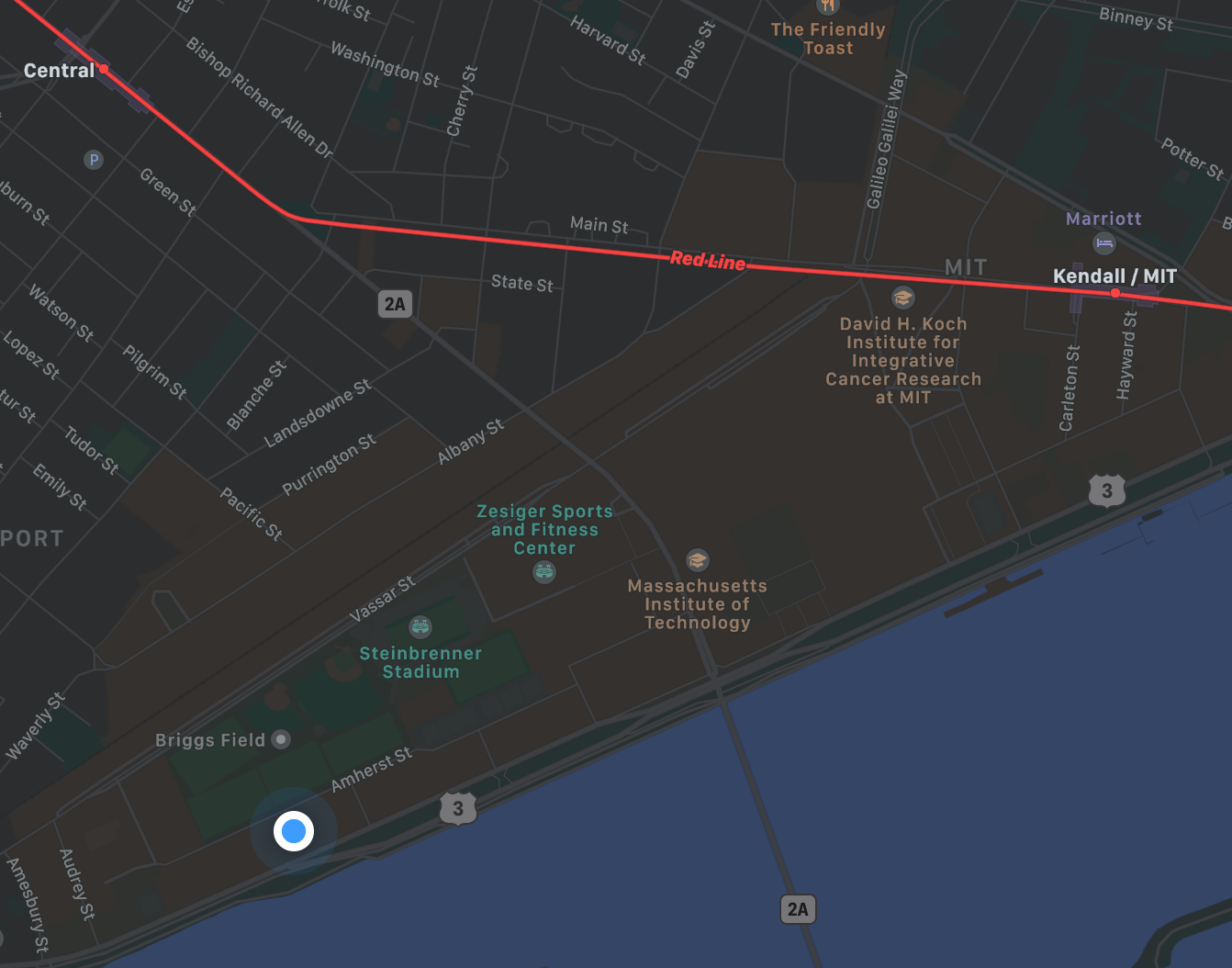 MIT map with Central and Kendall Squares